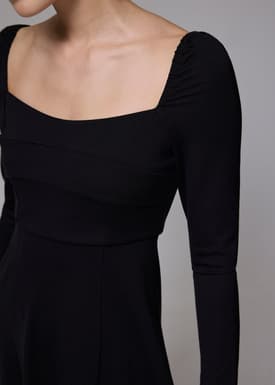 Jersey Square Neck Fit & Flare Midi Dress