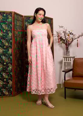 Lace Square Neck Fit & Flare Maxi Dress