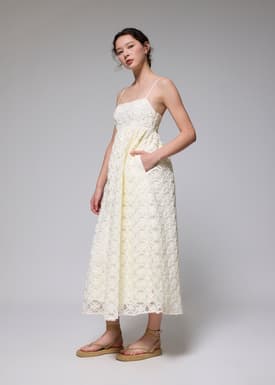 Lace Square Neck Fit & Flare Maxi Dress