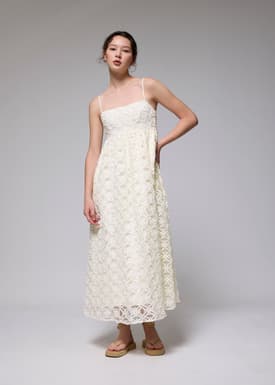 Lace Square Neck Fit & Flare Maxi Dress