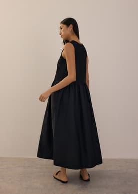 Jersey Round Neck Drop Waist Trapeze Midaxi Dress