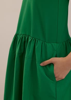 Jersey Round Neck Drop Waist Trapeze Midaxi Dress