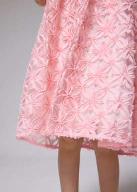 Kids' Lace Straight Neck Fit & Flare Mini Dress