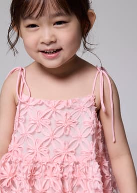 Kids' Lace Straight Neck Fit & Flare Mini Dress