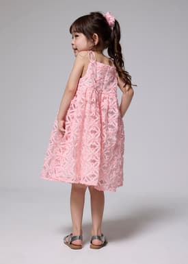Kids' Lace Straight Neck Fit & Flare Mini Dress