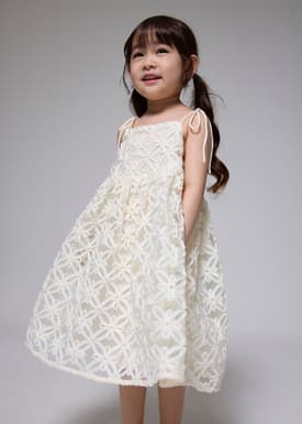 Kids' Lace Straight Neck Fit & Flare Mini Dress