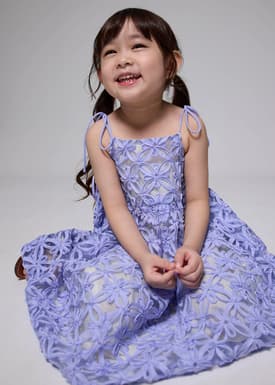 Kids' Lace Straight Neck Fit & Flare Mini Dress