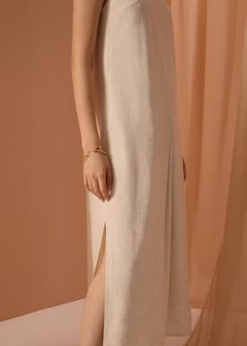 Front Box Pleat Column Midaxi Dress