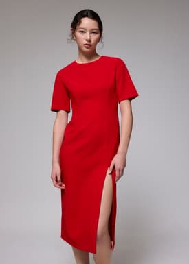 Round Neck Column Midaxi Dress