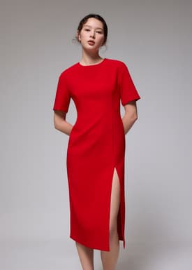 Round Neck Column Midaxi Dress