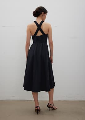 Lyocell Elastic Halter Neck Midi Dress