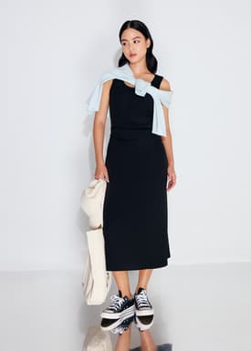 BraFree by LB Jersey Round Neck Column Midaxi Dress