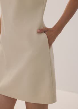 Boat Neck Shift Mini Dress