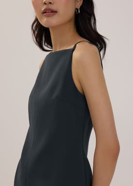 Boat Neck Shift Mini Dress