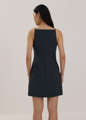 Boat Neck Shift Mini Dress