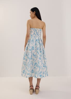 Tube Fit & Flare Midaxi Dress in Tidal Blooms