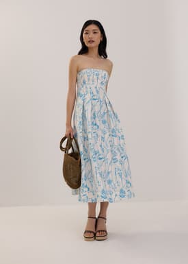 Tube Fit & Flare Midaxi Dress in Tidal Blooms