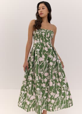 Tube Fit & Flare Midaxi Dress in Tidal Blooms