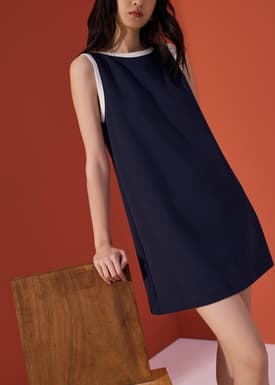 Reversible Contrast Colour Neoprene Shift Mini Dress