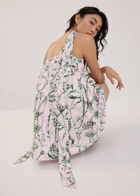 Trapeze Tie Back Mini Dress in Tidal Blooms