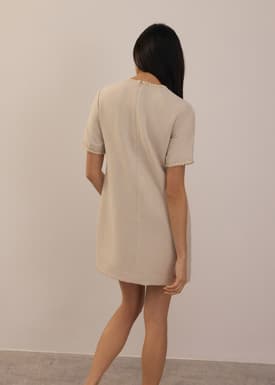 Tweed Round Neck Shift Mini Dress