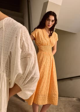 Broderie Fit & Flare Midi Dress