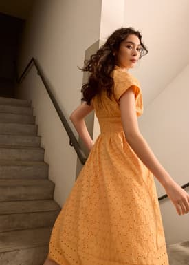 Broderie Fit & Flare Midi Dress