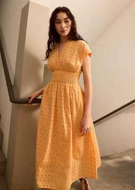 Broderie Fit & Flare Midi Dress