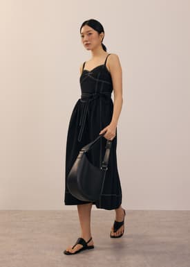 Detachable Sash Sweetheart Fit & Flare Midi Dress