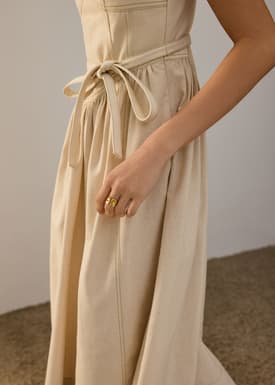 Detachable Sash Sweetheart Fit & Flare Midi Dress