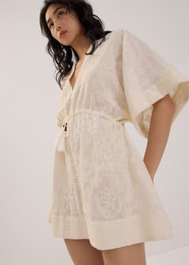 Broderie Kimono Sleeve Dress