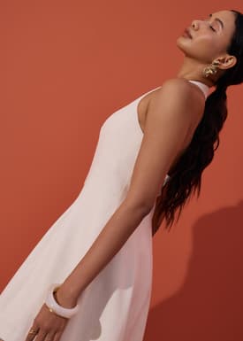 BraFree by LB Panelled Halter Fit & Flare Mini Dress