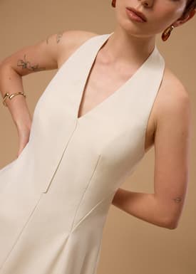 BraFree by LB Panelled Halter Fit & Flare Mini Dress