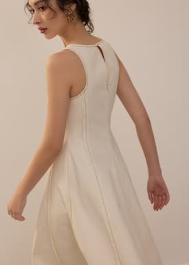 Denim Scoop Neck Midi Dress