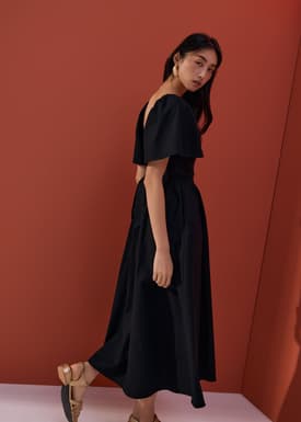 Reversible Bell Sleeve Fit & Flare Midaxi Dress