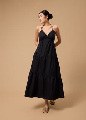 BraFree by LB Cotton Fit & Flare Tiered Midaxi Dress