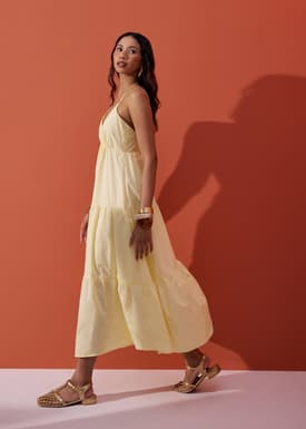 BraFree by LB Cotton Fit & Flare Tiered Midaxi Dress