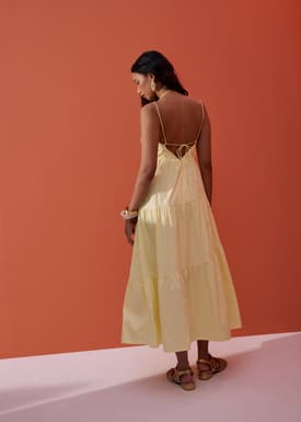 BraFree by LB Cotton Fit & Flare Tiered Midaxi Dress