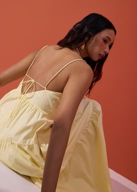 BraFree by LB Cotton Fit & Flare Tiered Midaxi Dress