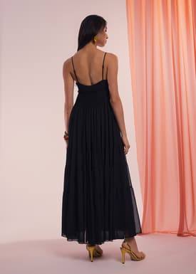 BraFree by LB Sheer Fit & Flare Floor Length Dress