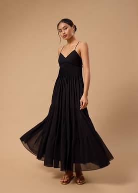 BraFree by LB Sheer Fit & Flare Floor Length Dress