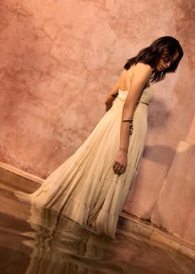 BraFree by LB Sheer Fit & Flare Floor Length Dress