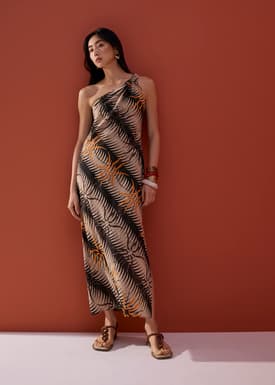 Cotton Toga Column Maxi Dress in Oasis Flow