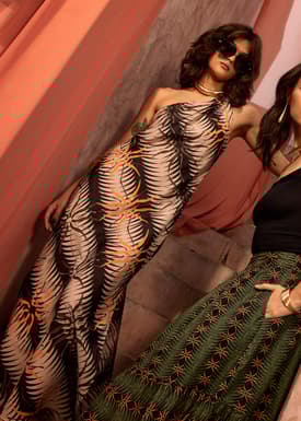 Cotton Toga Column Maxi Dress in Oasis Flow