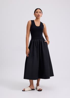 Scoop Neck Drop Waist Midaxi Dress