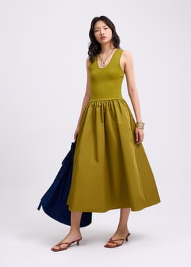 Scoop Neck Drop Waist Midaxi Dress