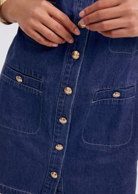 Denim Round Neck Shift Mini Dress