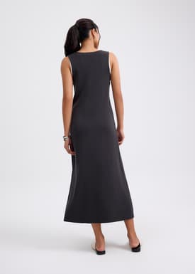 Layered Knit Scoop Neck A-line Midaxi Dress