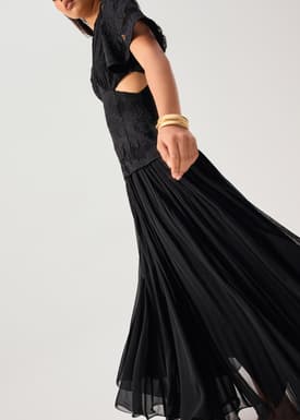 BraFree by LB Lace V-Neck Bell Sleeve Fit & Flare Maxi Dress