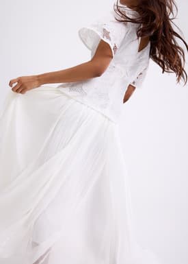 BraFree by LB Lace V-Neck Bell Sleeve Fit & Flare Maxi Dress